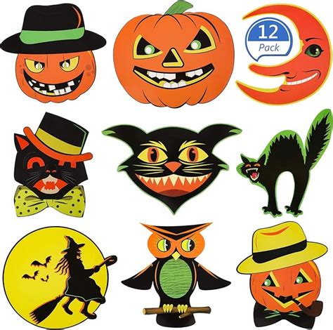 12 Pieces Halloween Cutouts Halloween Decoration Halloween