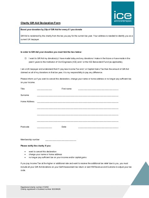 Fillable Online Charity Gift Aid Declaration Form Fax Email Print