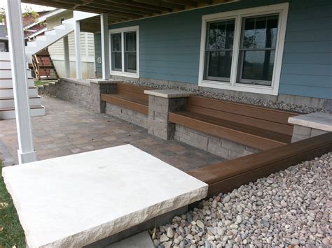 Under Deck Patio With Columns And Built In Benches Backyard Living