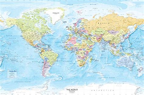Eeboo Laminated World Map Poster For Kids Warehousesoverstock