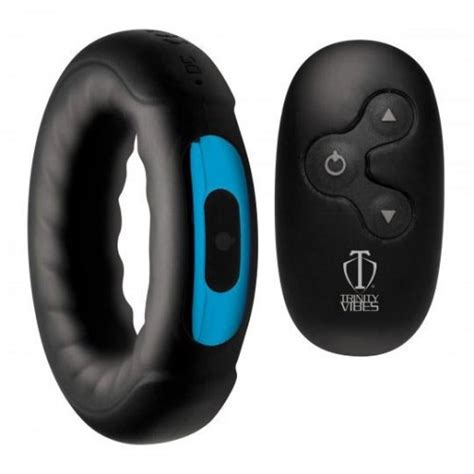 Trinity Vibes Remote Control 7x Rechargeable Silicone Cock Ring Black Sex Toys At Adult Empire