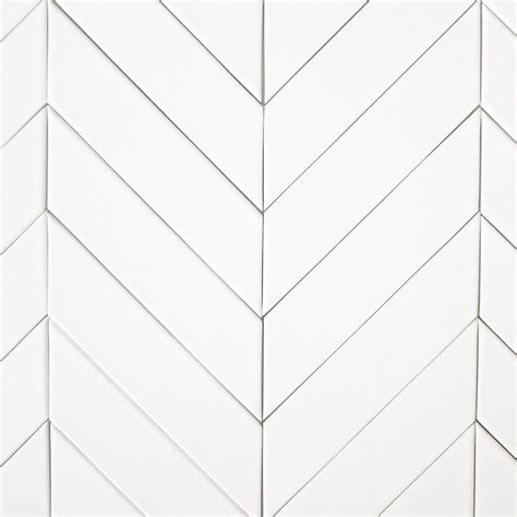 Kiln Ceramic 2x8 Chevron Subway Tile White Milk Diagonal Installation
