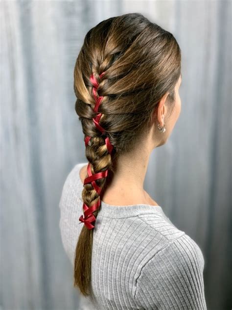 Beautiful And Simple Braid With Ribbon Hairstyle For Long Hair Make