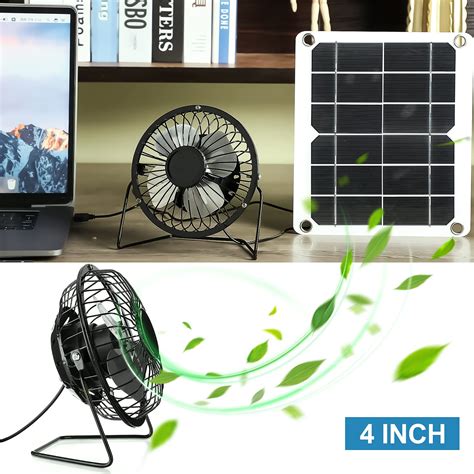Roceei 10w 4 Inch Mini Solar Panel Powered Fan Outdoor Double Usb Solar
