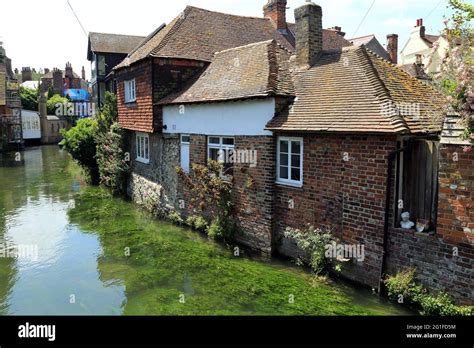 View Of The Great Stour River From The Friars Bridge Canterbury Kent England United Kingdom