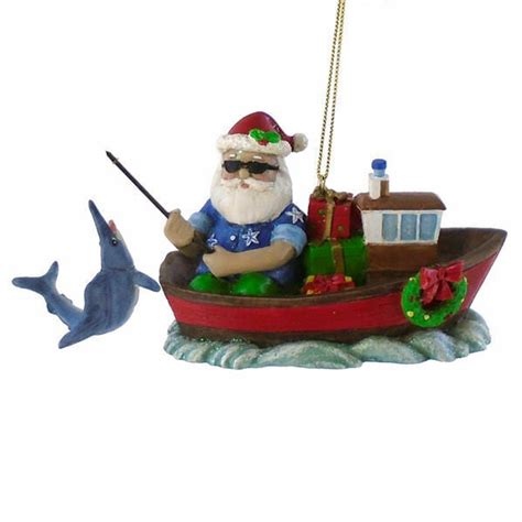 Fishing Santa Sailfish Fishing Boat Christmas Ornament By Chesapeake