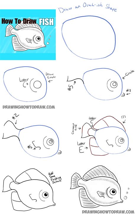 Also draw a circle on top, to complete the hat look. How to Draw a Cute Fish Cartoon with Simple Steps for Kids - How to Draw Step by Step Drawing ...