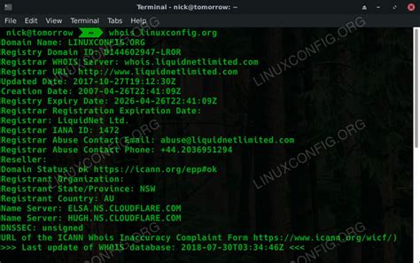 Look Up Website Information With Whois In Linux Linux Tutorials