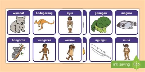 Dharawal Tharawal Aboriginal Language Flashcards Twinkl
