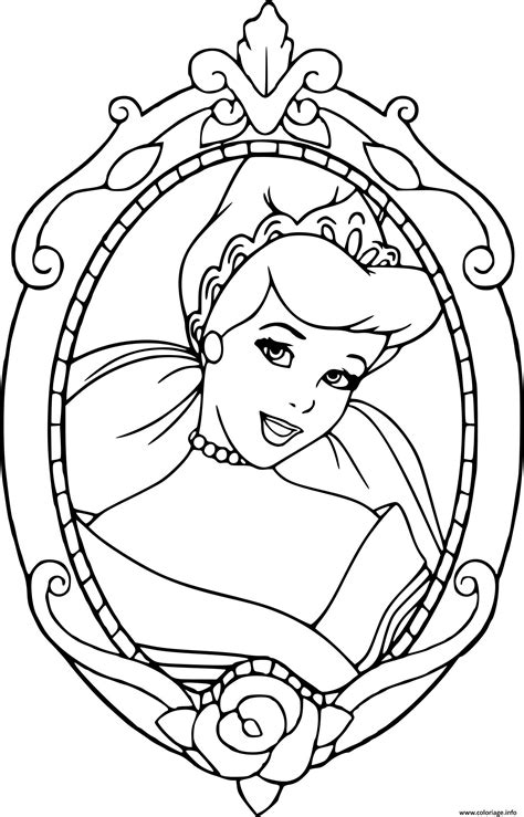 Coloriage visage de cendrillon cadre  JeColorie.com