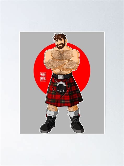 Rose Tribe Muscular Giant Adam Likes Kilts Shirtless Retro Poster For