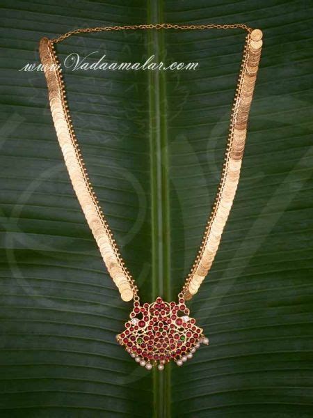 Long South Indian Temple Jewellery Haaram Aaram Coin Necklace Kasu