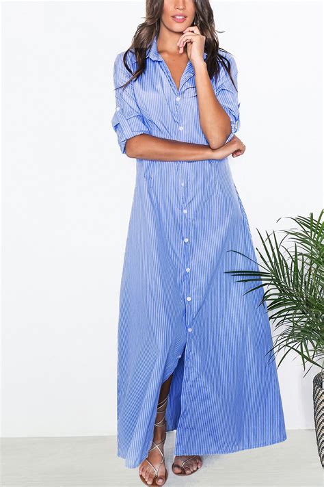 Download Michal Pinstripe Dress | Maxi shirt dress, Pinstripe dress ...