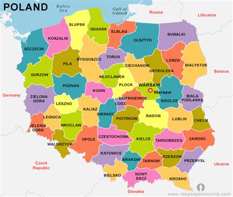 Polandia (ban) país de europa (es); Free Poland Map | Map of Poland | Free map of Poland ...