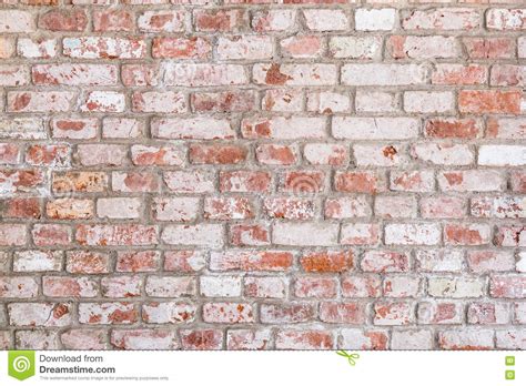 Texture Of Old Rustic Brick Wall Painted With White Stock