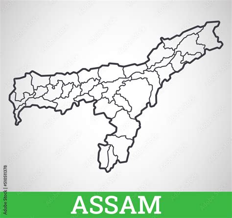 Simple Outline Map Of Assam District India Vector Graphic