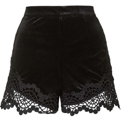Topshop Velvet Lace Trim Shorts 25 Liked On Polyvore Featuring Shorts Bottoms Pants Black