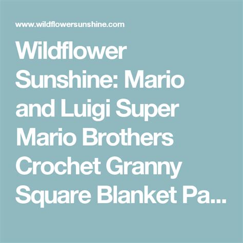 Wildflower Sunshine Mario And Luigi Super Mario Brothers Crochet