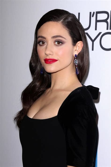 Emmy Rossum Busty Wearing A Low Cut Black Dress At The Premiere Of Eone