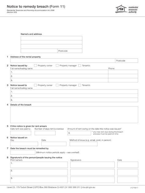 2017 2024 Au Rta Form 11 Fill Online Printable Fillable Blank