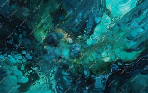 Premium Ai Image A Blue And Green Abstract Painting Of A Green Liquid