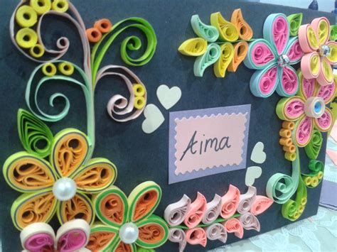 Anda boleh mencetak kad ini merah jambu, biru, oren, atau hijau. Aizara Artz: KAD QUILLING BUNGA BUAT SAHABAT