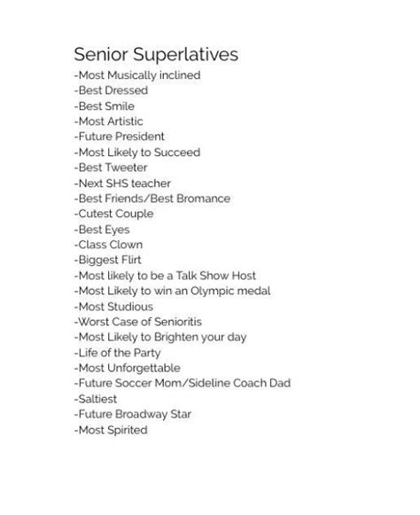 Yearbook Superlatives Senior Yearbook Ideas Yearbook Themes