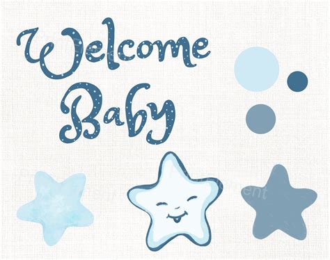 Newborn Baby Clipart Cute Baby Boy Welcome Baby Clipart Etsy