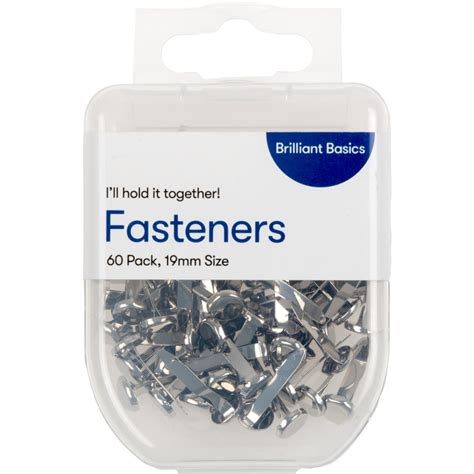 Brilliant Basics 19mm Fastener 60 Pack Silver Big W