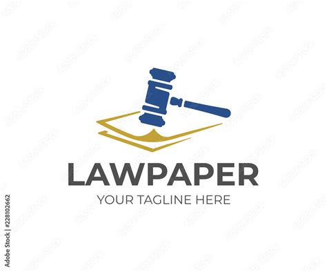 Legal documents logo design. Law papers and law gavel vector design