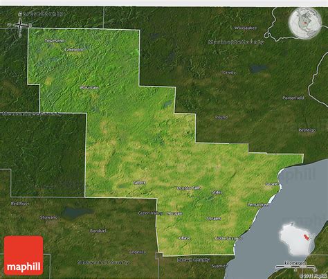 Satellite 3d Map Of Oconto County Darken