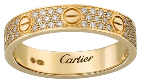 Cartier Yellow Gold Love Wedding Band Diamond Paved Ring In 2021 Mens