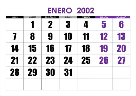 Calendario 2002 Calendariossu
