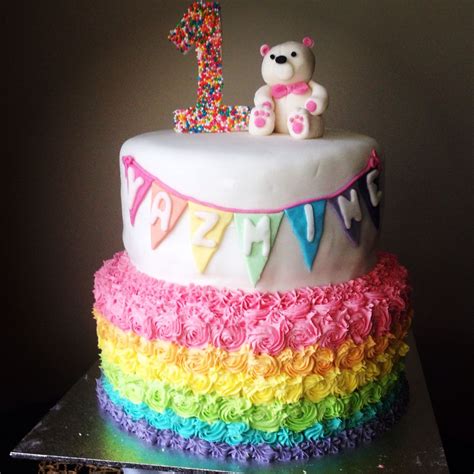 Rainbow Themed 1st Birthday Cake Cake Birthday Cake 1st Birthday Cake