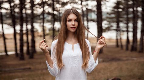 X Long Hair Woman Girl Brunette Model Depth Of Field