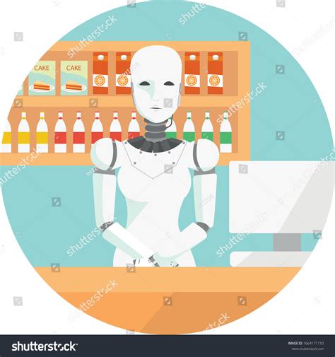 Artificial Intelligence Robot Working Cashier Stock Vector (Royalty