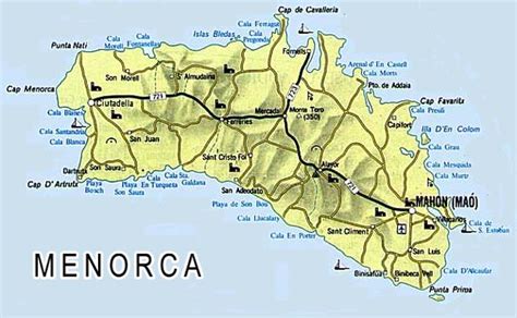 Menorca Map Of Menorca Balearic Island Islas Baleares