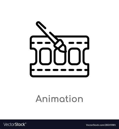 Outline Animation Icon Isolated Black Simple Line Vector Image