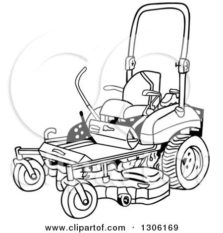 Color in this picture of lawn mower and share it with others today! Clipart of a Cartoon Black and White Ride on Lawn Mower ...