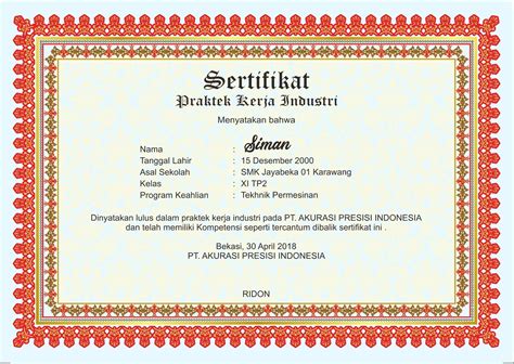 Generate pdf certificates for webinar attendance this free pet adoption certificate sample has the name of the adopter, name of the pet, date, and signature. CETAK PIAGAM / SERTIFIKAT CIKARANG ~ Kenanga Kreasindo