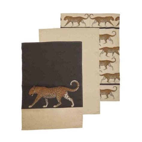 Interiors By Ph Set Of Three Leopard Print Tea Towels Robert Dyas