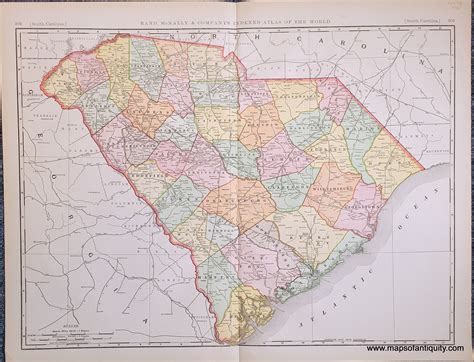 1898 Genuine Antique Map South Carolina Maps Of Antiquity