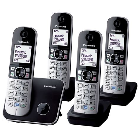 Panasonic Dect Vezeték Nélküli Telefon 4 Vevő Hívófél Azonosító Fekete Ezüst Kx Tg6812fxb