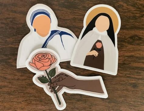 Catholic Sticker Set 3 Female Saints Vinyl Stickers Etsy In 2020