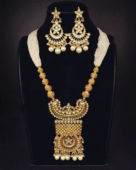 Vintage Gold Plated Kundan Set Long Necklace Set With Etsy