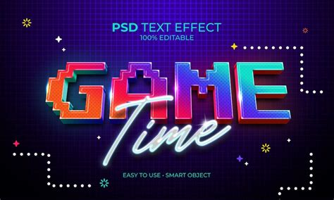 Premium Psd Game Time Arcade Text Effect