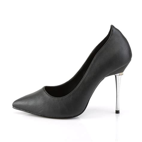 Escarpin Bout Pointu Noir Mat Talon Aiguille Stiletto En M Tal