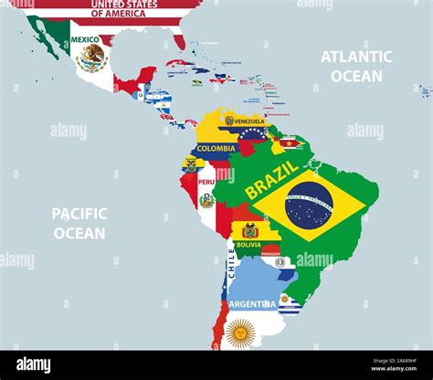 Vector Part Of World Map With Region Of Latin American Countries Mixed