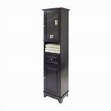 Combination of solid and composite wood in black finish. Amazon.com: Winsome Alps Tall Cabinet with Glass Door and ...