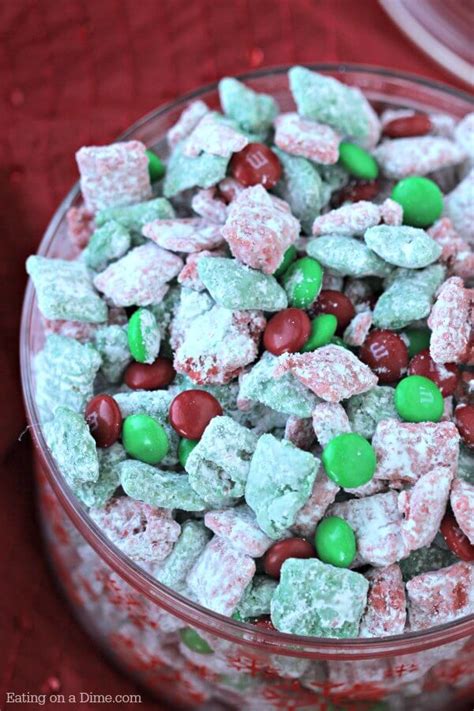 The combination of peanut butter and chocolate covered chex cereal that is then tossed in powdered sugar to coat every last piece is nearly irresistible! Christmas Puppy Chow Recipe - Easy Chex Mix Muddy Buddies